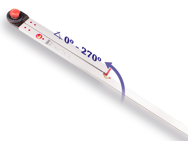 Hoekmeter BMI 100 x 150 cm, meetbereik 0° tot 270°, 2 libellen