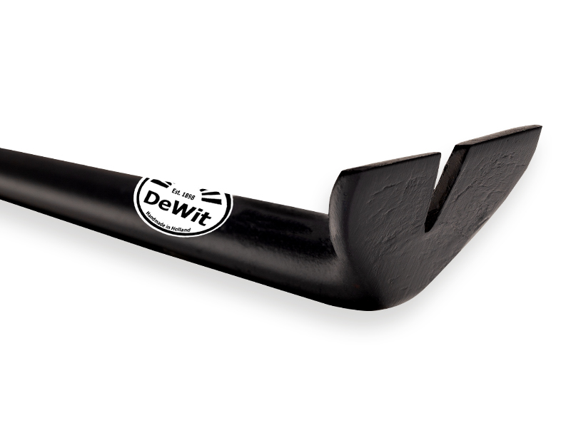 Gesmede koevoet, De Wit, lengte 150 x 3,0 cm. met klauw en punt