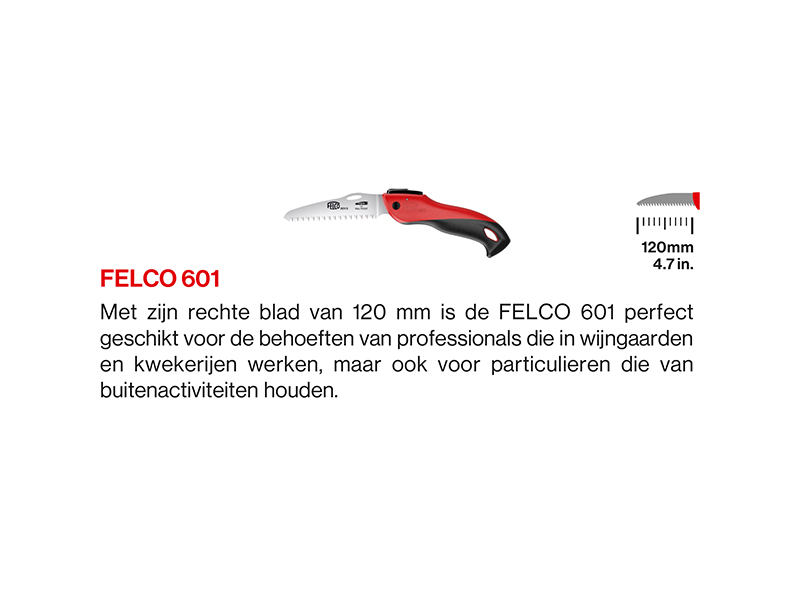 Snoeizaag / vouwzaag Felco 601 inklapbaar, bladlengte 12 cm, recht zaagblad