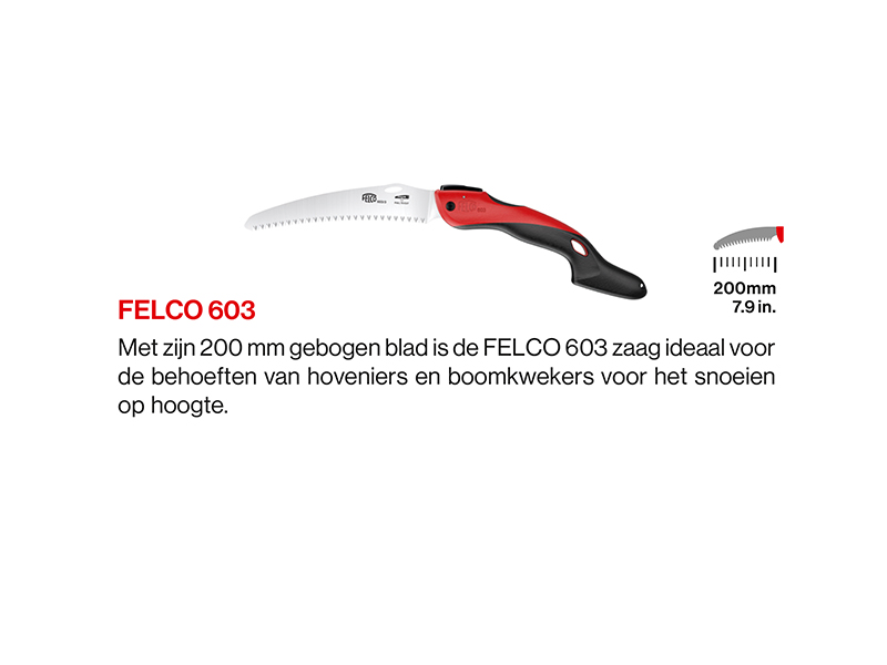 Snoeizaag / vouwzaag Felco 603 inklapbaar, bladlengte 20 cm, gebogen zaagblad