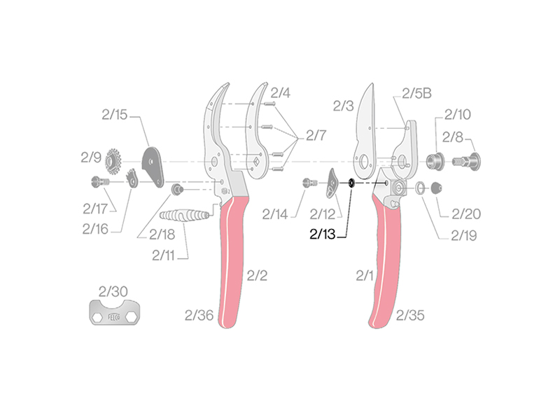 Veerring Felco 2/13 voor sluitwervel, voor Felco 2, 6, 7, 8, 9, 10, 11, 12 en 13