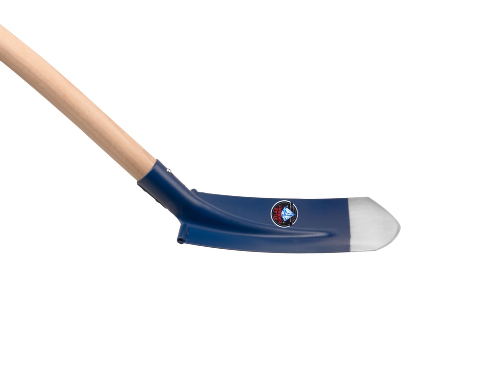 Kabelschop ATLAS DIAMANT 16 cm 3/4 blauw, onderkant spits, RONDE OPSTAP, met ATLAS batsesteel 130 cm