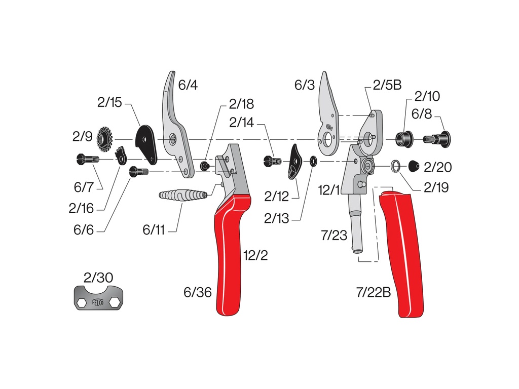 Snoeischaar FELCO 12 (Medium), ergonomisch met rolhandvat, knipt tot 20 mm