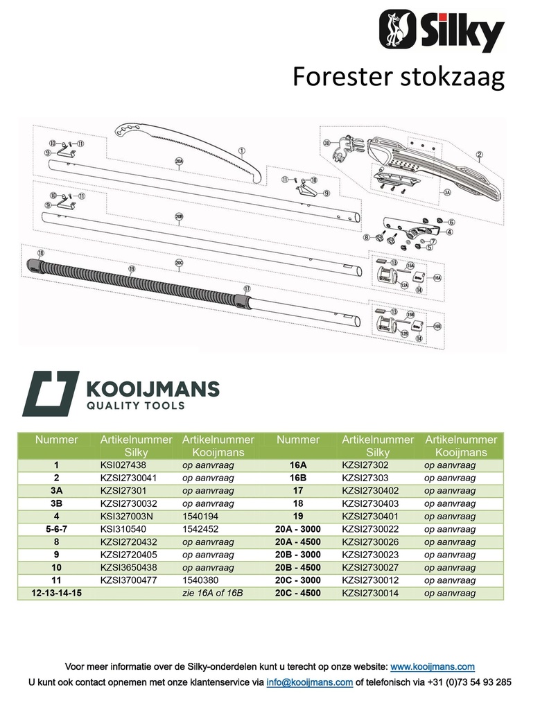 Stokzaag SILKY Forester 4500-7.5 3-delig, uitschuifbaar 220 - 450 cm, zaagblad 38 cm