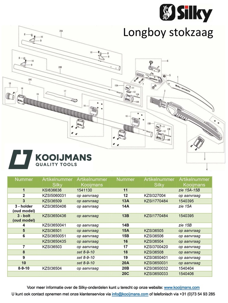 Stokzaag SILKY Longboy 3600-7.5 3-delig, uitschuifbaar 145 - 360 cm, inklapbaar zaagblad 36 cm