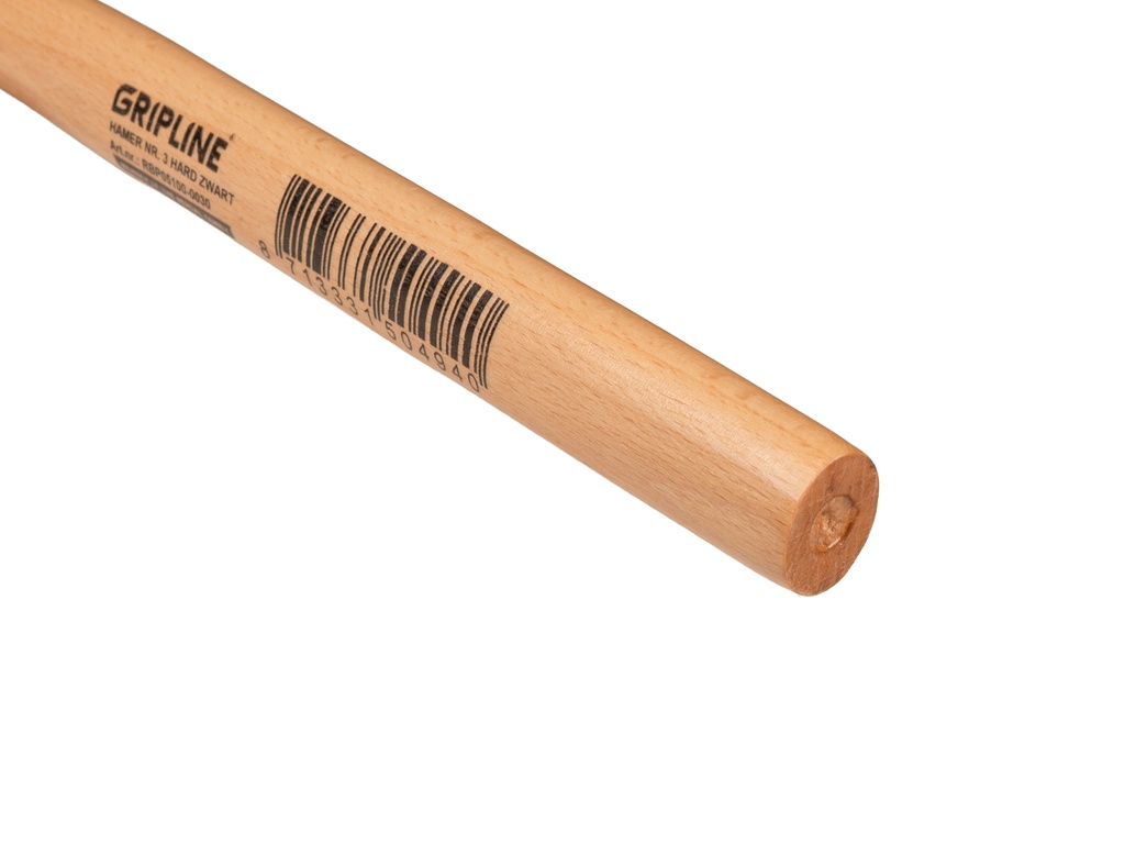Rubberhamer GRIPLINE nr. 3 hard, 650 gram Ø 75 x 130 mm, met ESSEN steel