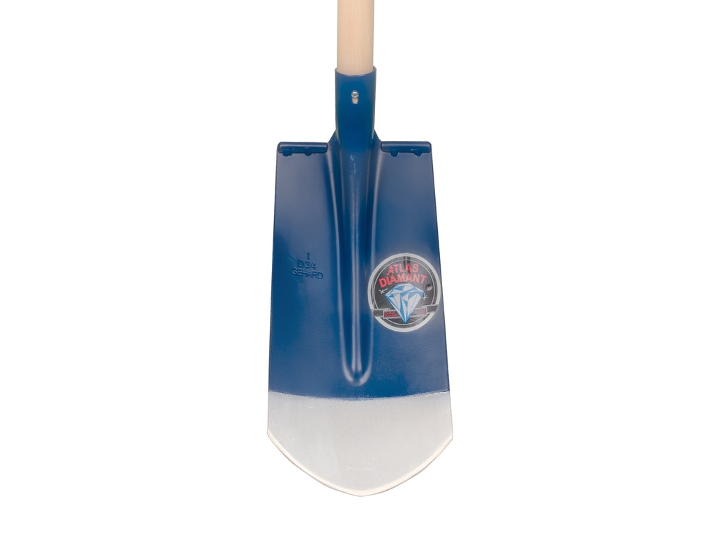Kabelschop ATLAS DIAMANT 16 cm 3/4 blauw, onderkant spits, RONDE OPSTAP, met ATLAS batsesteel 130 cm
