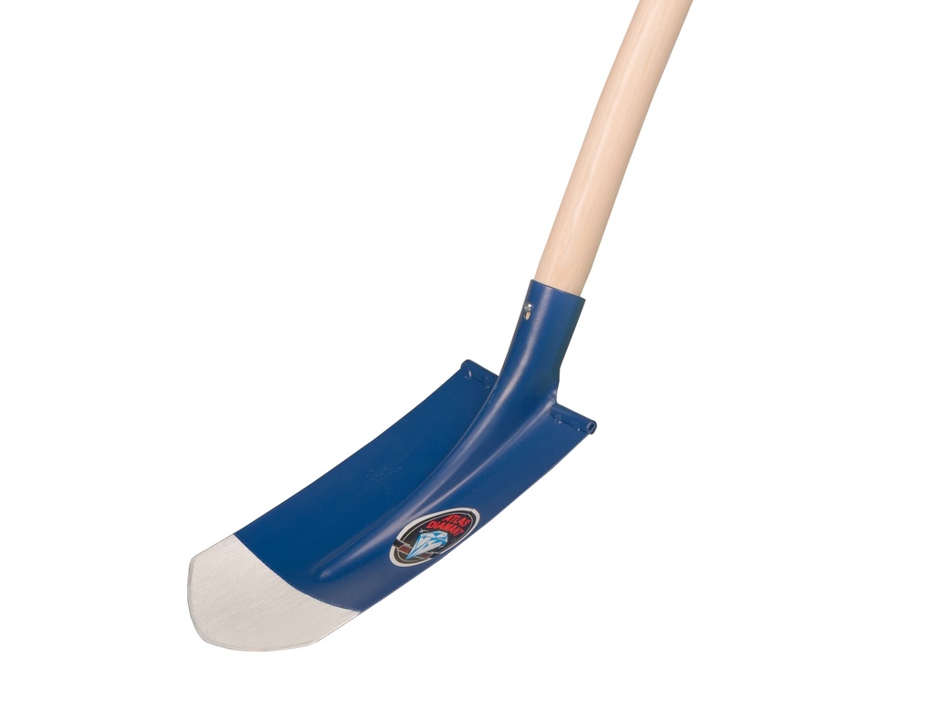 Kabelschop ATLAS DIAMANT 16 cm 3/4 blauw, onderkant spits, RONDE OPSTAP, met ATLAS batsesteel 130 cm