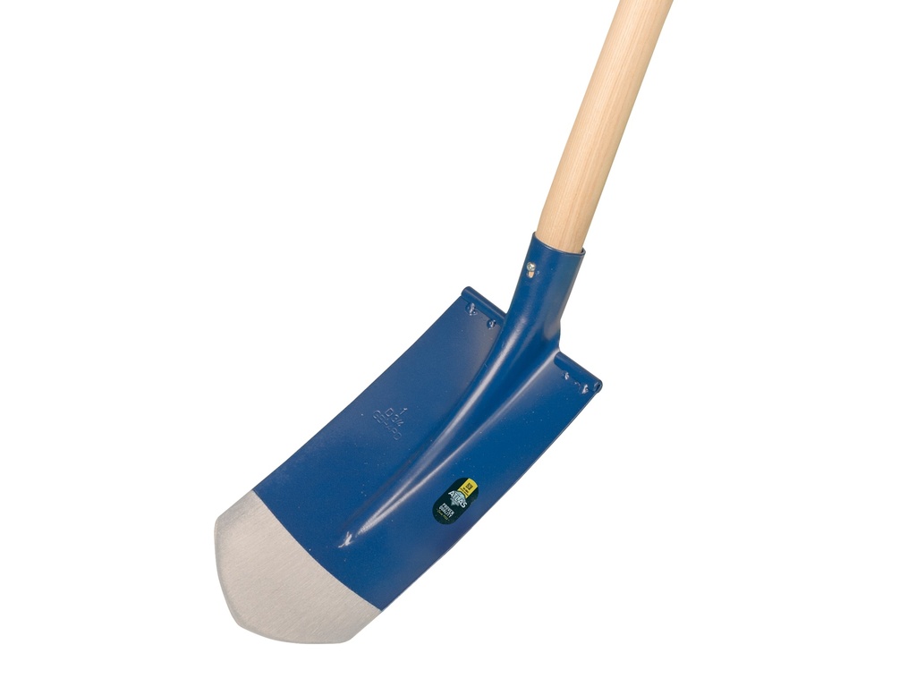 Kabelschop ATLAS DIAMANT 16 cm 3/4 blauw, onderkant spits, RONDE OPSTAP, met ATLAS schopsteel 110 cm