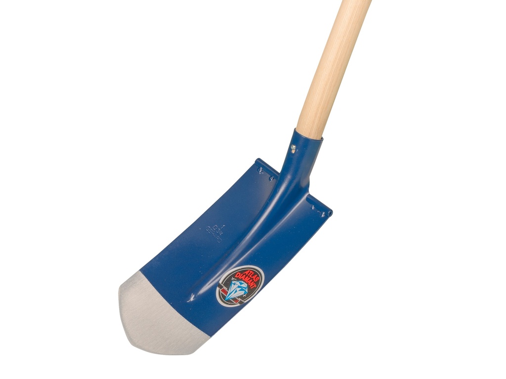 Kabelschop ATLAS DIAMANT 16 cm 3/4 blauw, onderkant spits, RONDE OPSTAP, met ATLAS schopsteel 110 cm