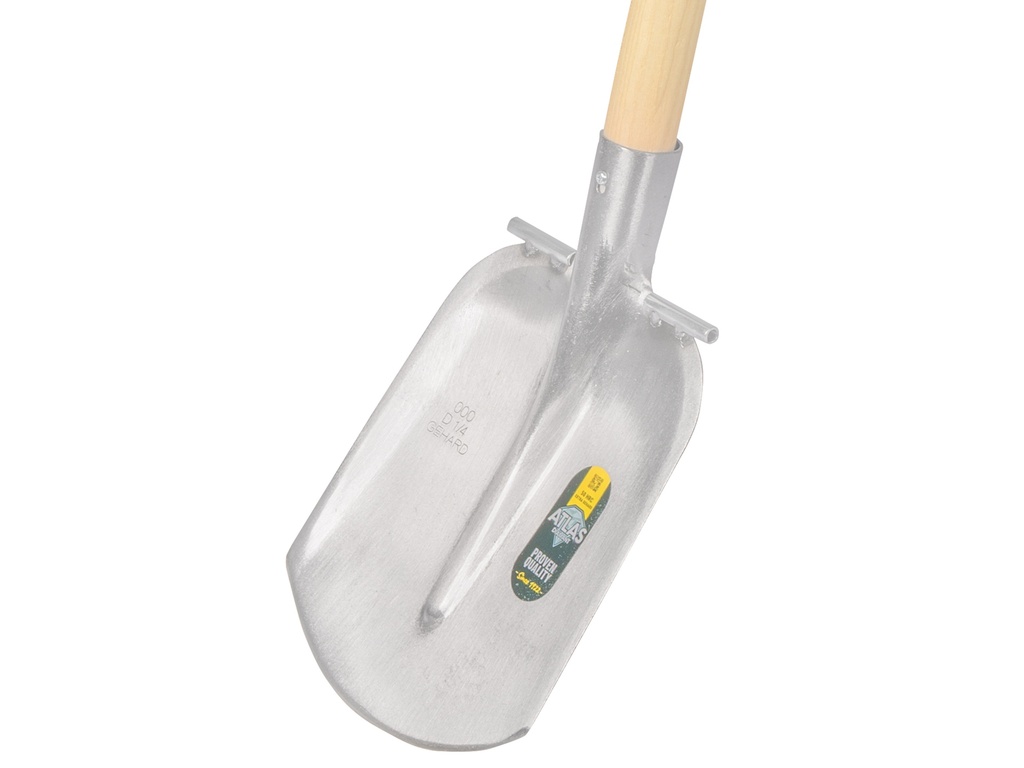 Steekbats ATLAS DIAMANT 1/4 000 gehard, gepolijst, RONDE OPSTAP, met ATLAS schopsteel 100 cm gebogen, FSC 100%