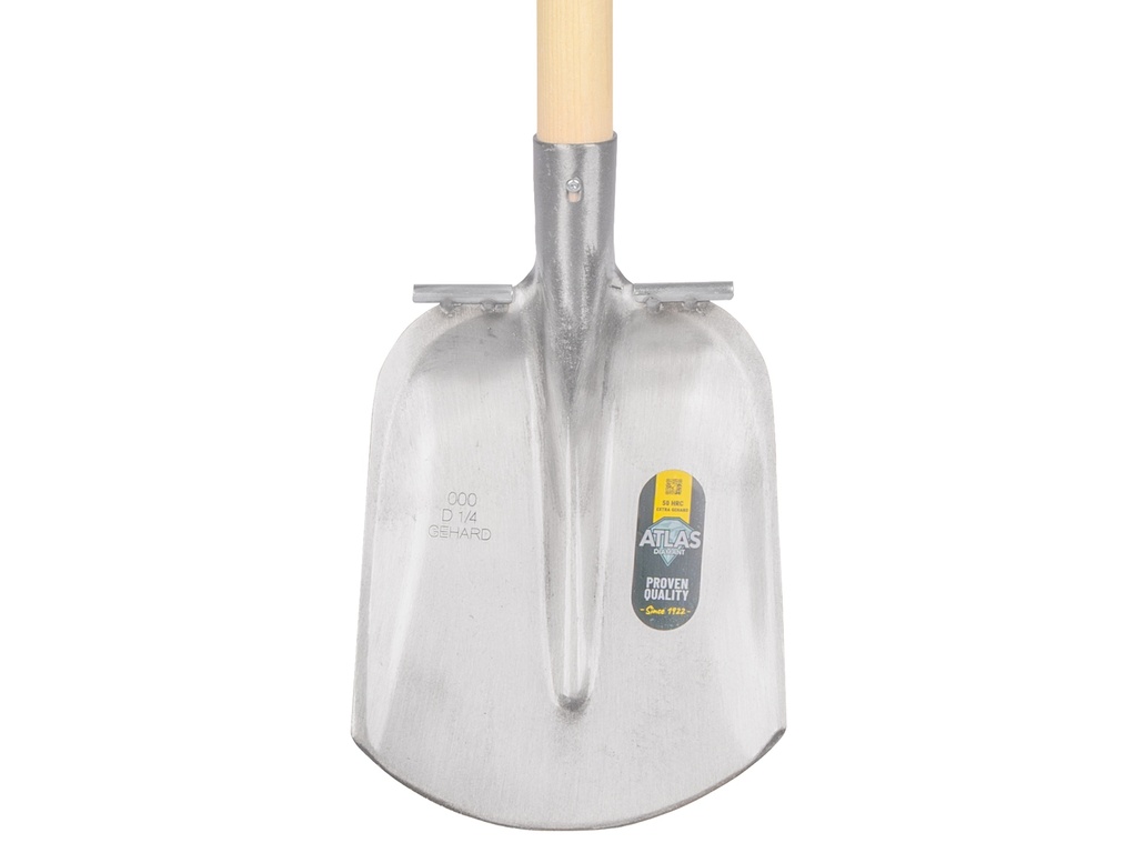 Steekbats ATLAS DIAMANT 1/4 000 gehard, gepolijst, RONDE OPSTAP, met ATLAS schopsteel 120 cm gebogen, FSC 100%