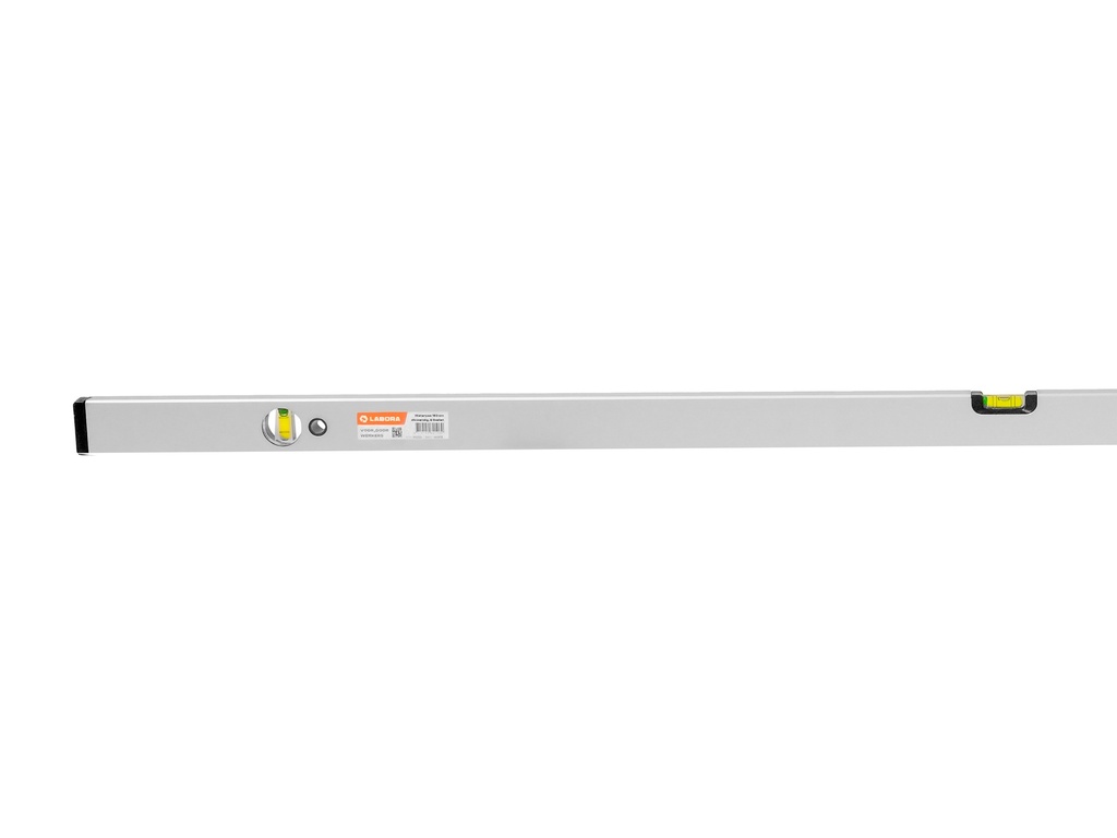 Waterpas LABORA 180 cm, dikwandig aluminium, 2 libellen