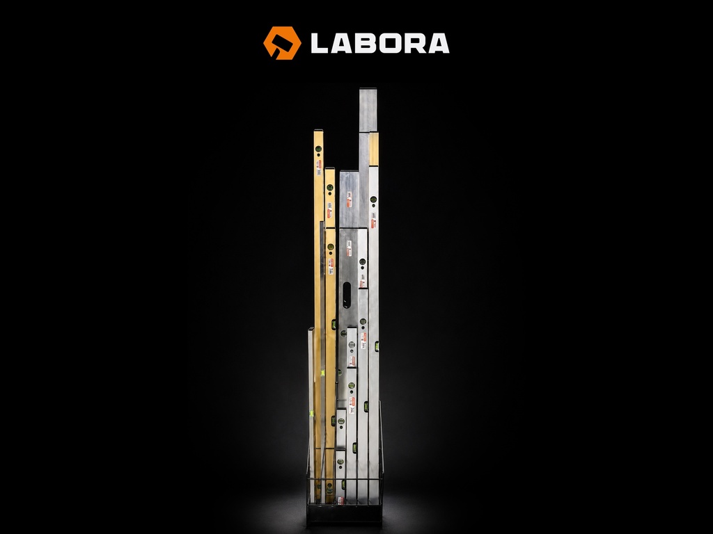 Waterpas LABORA 180 cm, dikwandig aluminium, 2 libellen