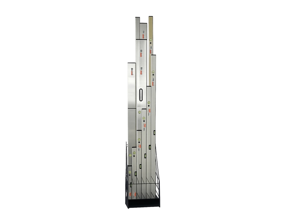 Waterpas LABORA Gold 150 cm, dikwandig aluminium, met 4 libellen en stelvoetjes
