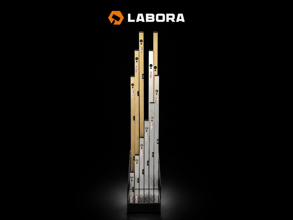 Waterpas LABORA 80 cm, dikwandig aluminium, 2 libellen