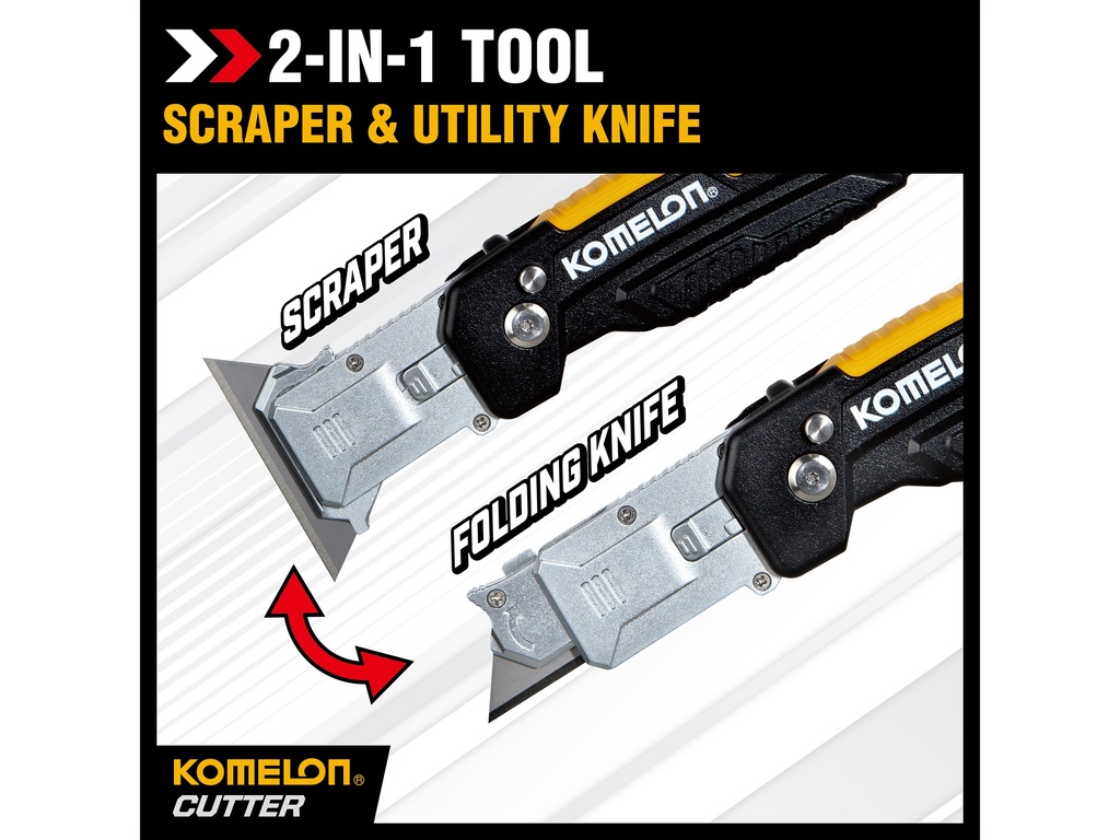 Komelon vouwmes - schraper met RVS houder en riemclip