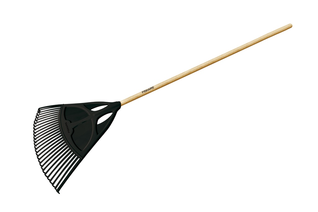 Leaf rake FISKARS Solid XL, 65 cm wide, with lacquered ash wood handle