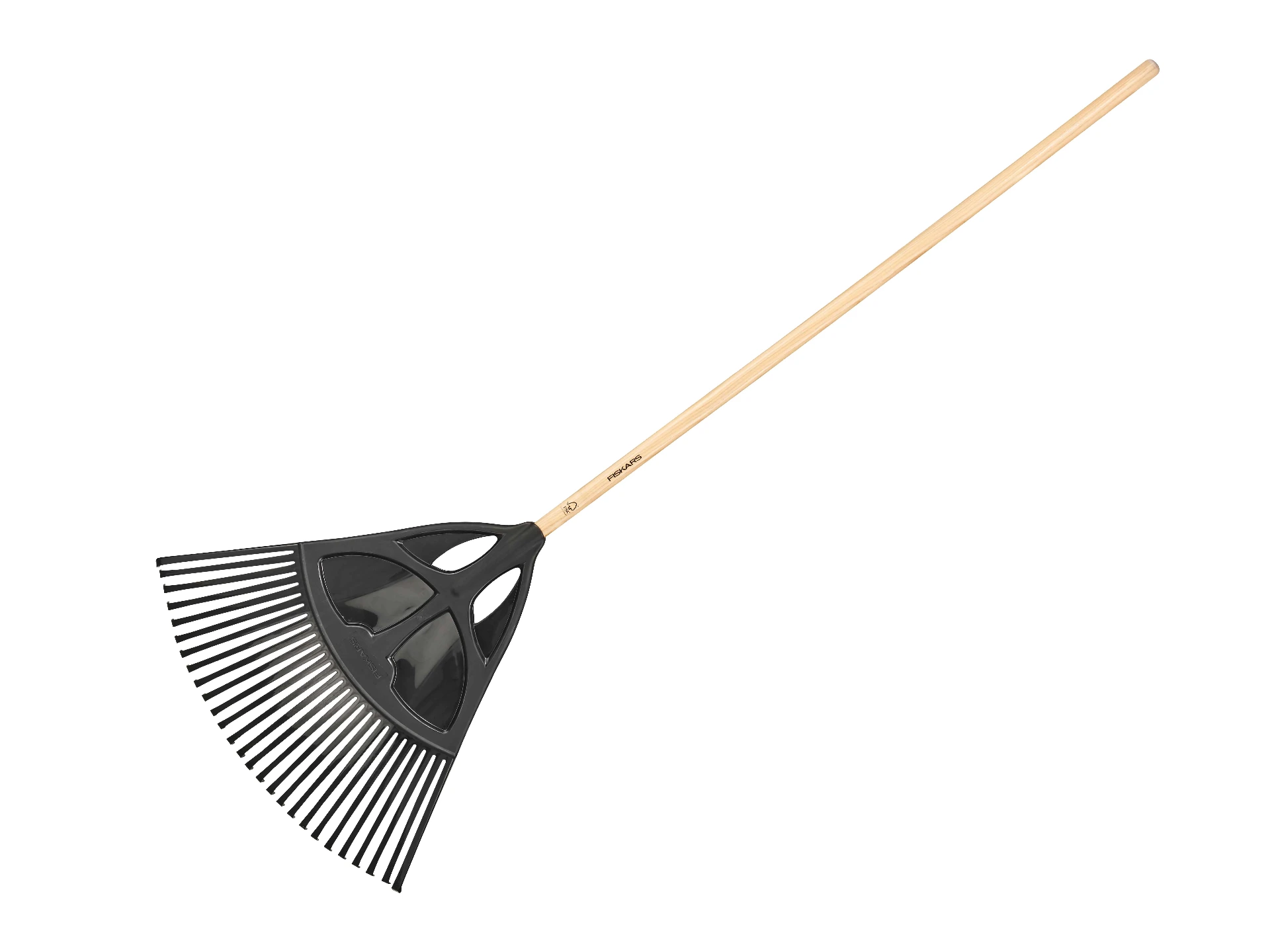 Râteau à feuilles FISKARS Solid XL, 65 cm de large, avec manche en bois de frêne laqué