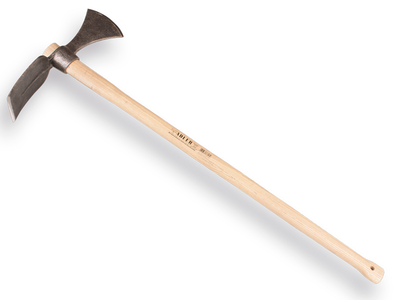 [1014510] Heavy-duty garden hoe ADLER forged, draw hoe and axe, with ash wood handle 105 cm