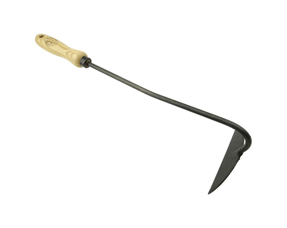 Sarcloir à main - Demi-lune DE WIT 14 cm, tambouriné, avec manche en bois de frêne 14 cm