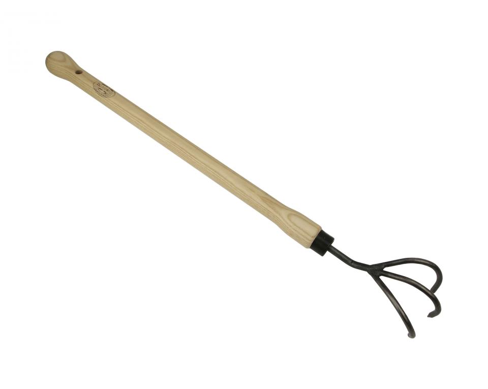 Griffe de jardin - Cultivateur DE WIT 3 dents avec manche boule en bois de frêne 48 cm