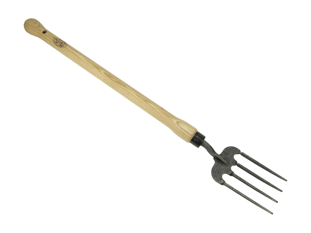 [1025085] Handvork DE WIT 4 Zinken, mit gedrehten Zinken und ESCHENHOLZ-Knaufstiel 48 cm