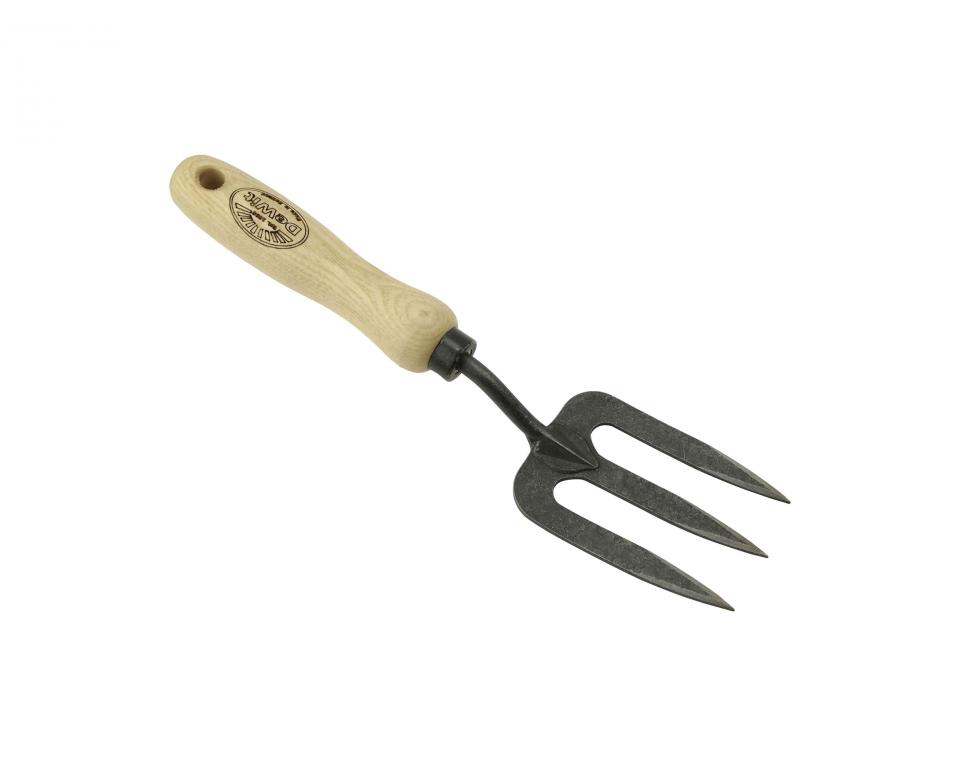 [1025090] Hand Fork DE WIT X-treme 3-pronged small, 27.5 x 6.5 cm, ash wood handle 14 cm