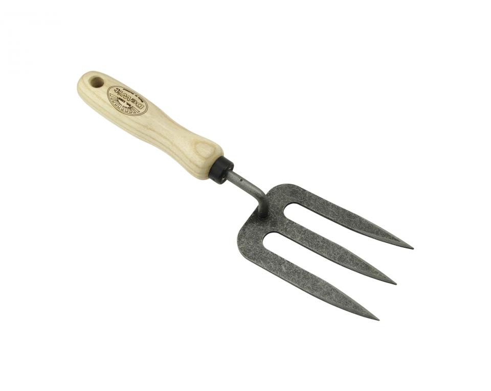 [1025092] Petit râteau à main DE WIT Basic 3 dents, avec manche en bois de frêne 14 cm