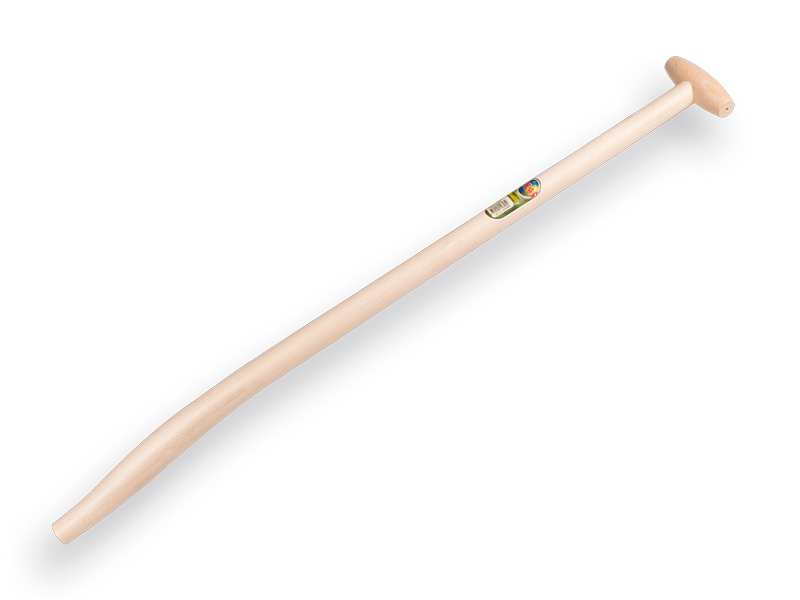 Gooseneck shovel handle ATLAS 100 cm strongly bent, with through-mount T-grip