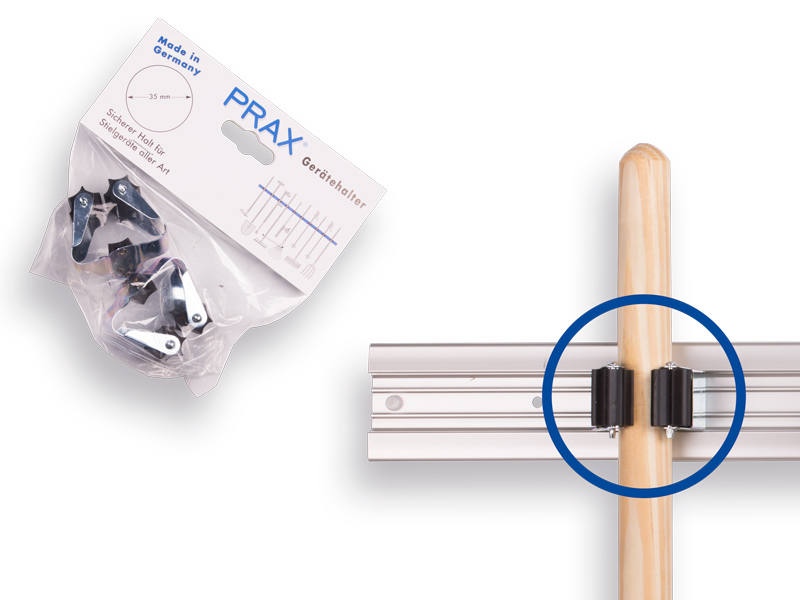 PRAX Gerätehalter Ø 25 mm für Stiele ø 20 bis 30 mm. Zwei Stück in einer Verpackung 