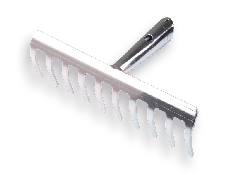 [1301100] Garden rake Jimmy galvanised with 10 bent tines, without handle