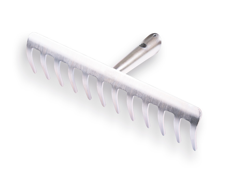 Garden rake galvanised with 12 bent tines, without handle