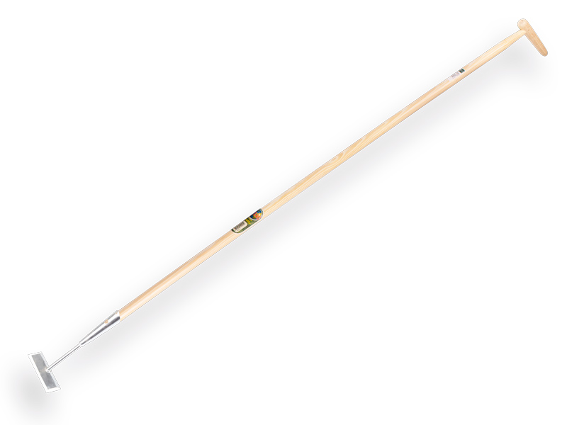 [1302928] Ratissoire Jimmy modèle droit galvanisé 14 cm, avec manche IKAPE 160 x 2,8 cm et poignée en forme de bouteille. FSC 100%