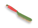 Steel brush with waved hardened steel wire, with handle and hanging hook