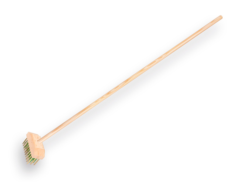 [1308190] Jimmy weed brush green PPN/hardened steel wire 14 x 6 cm, with IKAPE handle 150 x 2.8 cm. FSC 100%