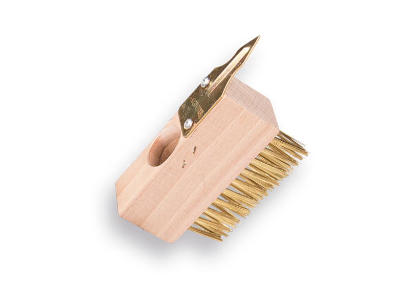 [1308240] Voegenstaalborstel Jimmy gehard staaldraad, met scratcher, zonder steel. FSC 100%