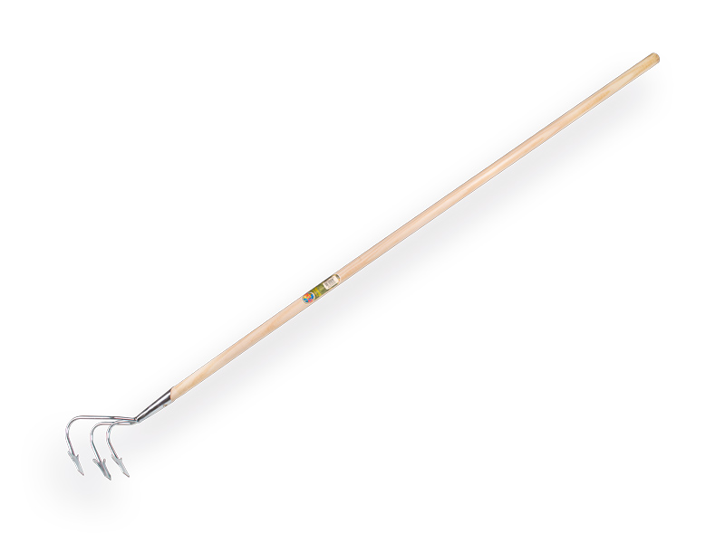 Cultivateur 3 dents galvanisées avec manche IKAPE 150 x 2,8 cm. FSC 100 %