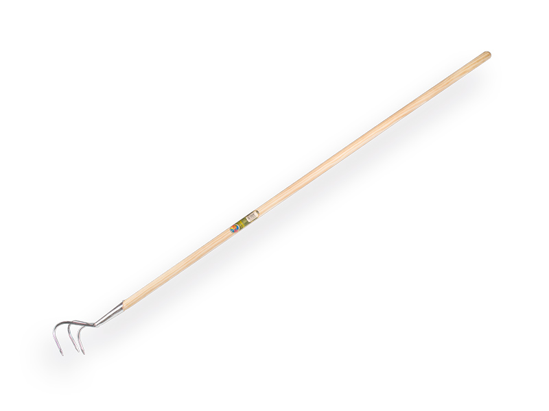 Griffe de jardin 3 dents galvanisée avec manche IKAPE 150 x 2,8 cm. FSC 100%