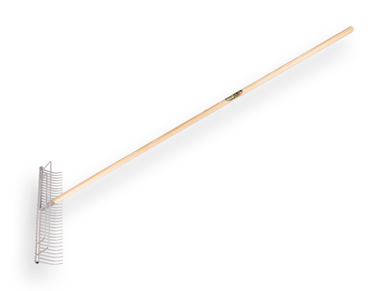 [1315612] Râteau à gazon ATLAS acier 60 cm avec 32 dents courbées, étrier et manche 170 x 2,8 cm. FSC 100%