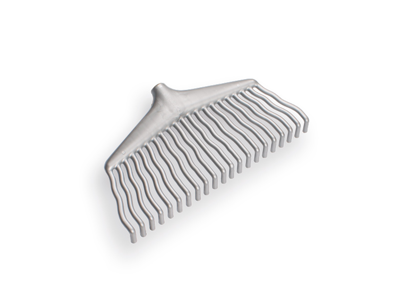 Râteau à feuilles en plastique gris, 21 dents, sans manche