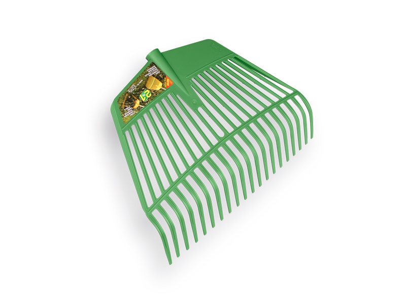 Combi leaf rake JOST REGA nylon green, 20 tines, 45 cm wide, without handle