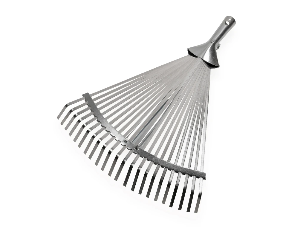 Râteau à feuilles Jimmy galvanisé réglable, 22 dents plates, largeur 28-42 cm, sans manche