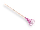 Children's leaf rake purple with tapered handle.