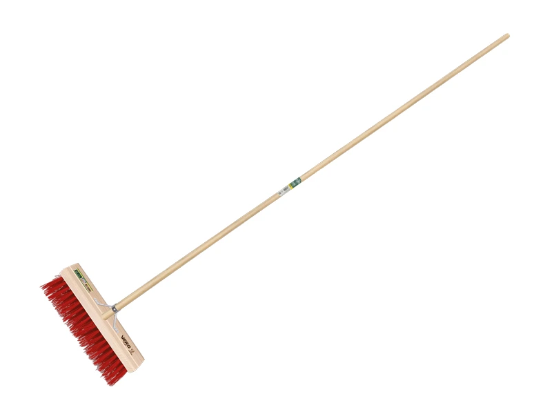 Bezem VERO 70 PPN rood 35 cm, vlakke kap, met ATLAS steel 150 x 2,8 cm en stokhouder