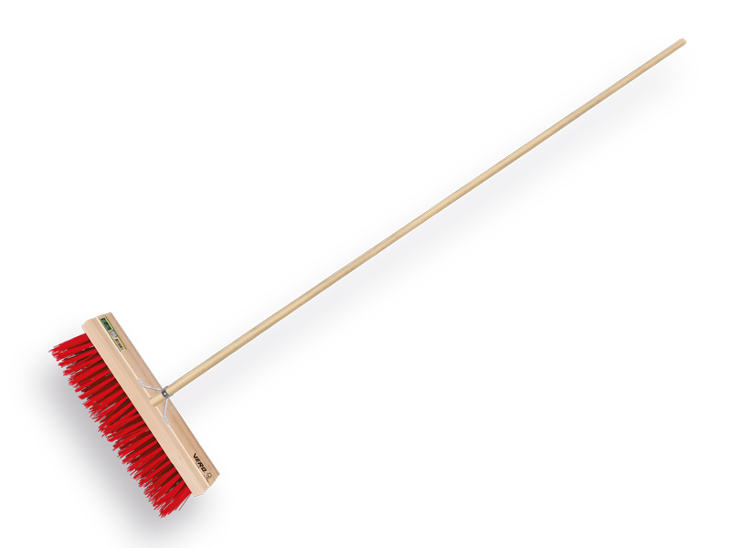 Balai VERO 80 PPN rouge 41 cm, capuchon plat, avec manche ATLAS 150 x 2,8 cm et support de manche de balai