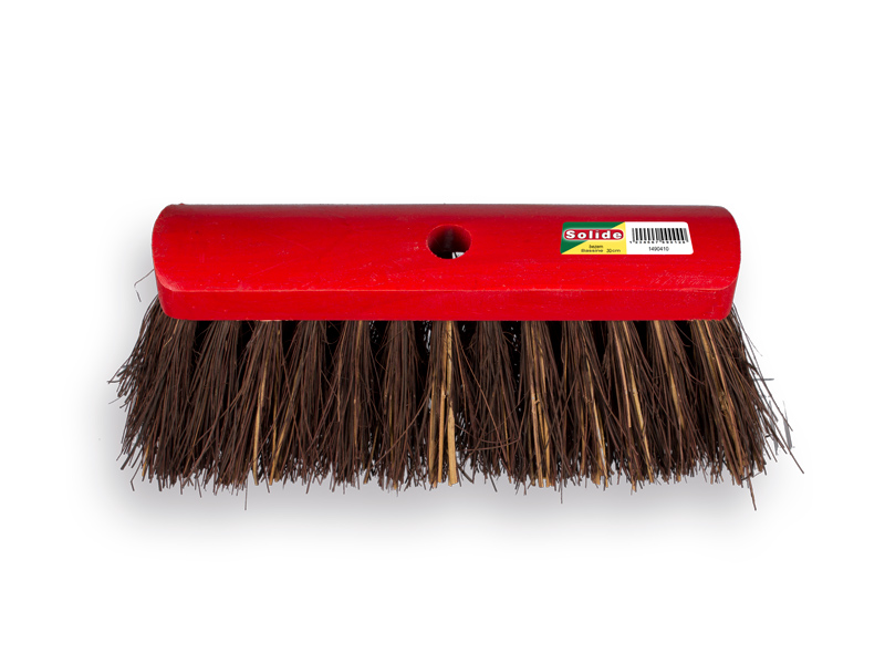 [1490410] Balai SOLIDE à bassine d'Afrique, laqué rouge 30 cm, capuchon plat, sans manche