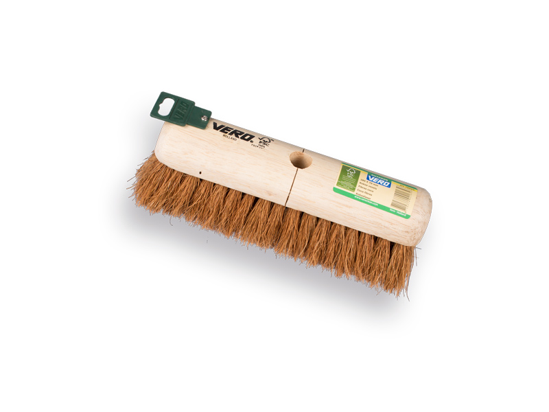 Soft broom VERO 1528W coconut fibre 28.5 cm, round unlaquered cap