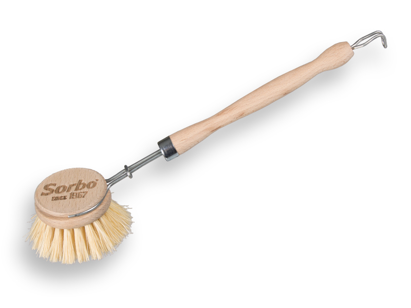 [1491543] Brosse à vaisselle SORBO en bois, modèle rond avec fibre de tampico