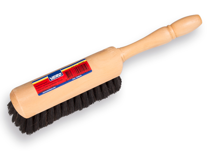 Hand broom VERO 1435 28.5 cm, with black mixed hair bristles, lacquered wood
